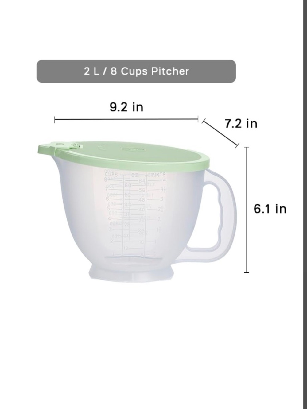 🦋Tupperware Classic Mix-N-Store Pitcher with Mint Green lid BPA Free NEW - Picture 8 of 8